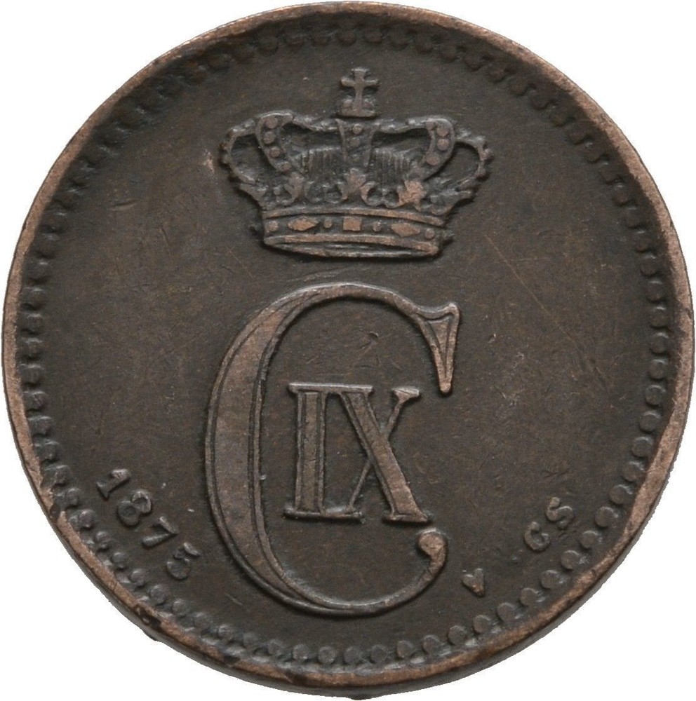 1875 Denmark 1 Ore-Dolphin/Wheat #2