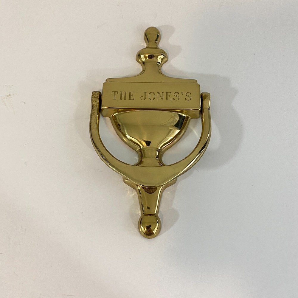 Solid Brass Door Knocker Engraved Personalized Jones's