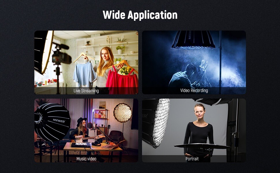 Neewer 85cm Parabolic Softbox Quick Set up & Folding, with Diffusers and Bag✅