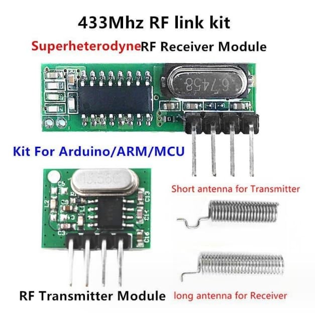 5 PCS 433mhz Wireless RF Transmitter and Receiver with Antenna Ask Remote Con...