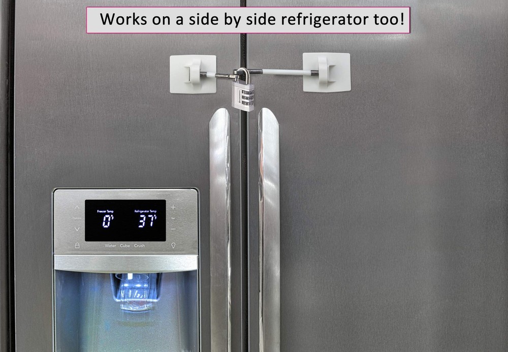 Refrigerator Lock (White with Silver Combination Padlock)