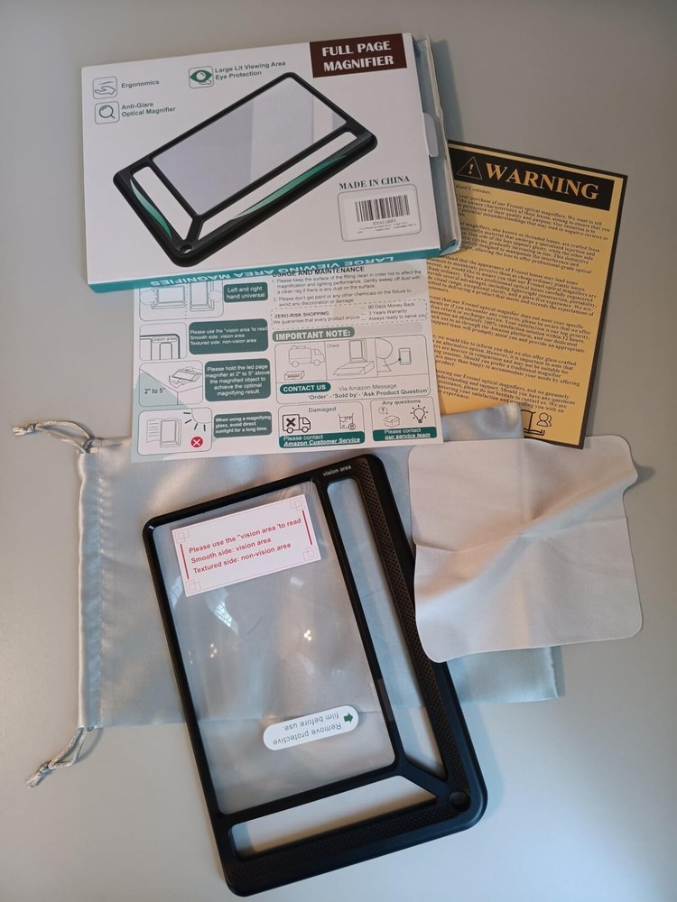 5X Full Page Magnifying Glass For Reading Lightweight Rectangular Magnifier New