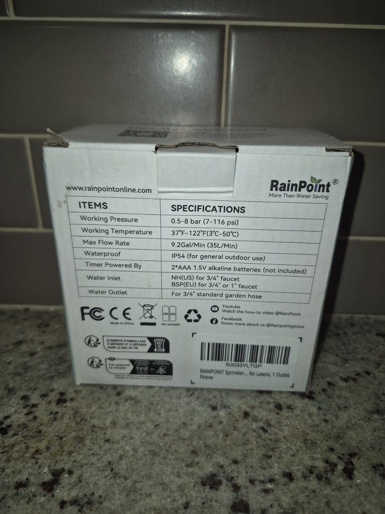 RAINPOINT ITV105 Sprinkler Timer - Programmable Outdoor Use