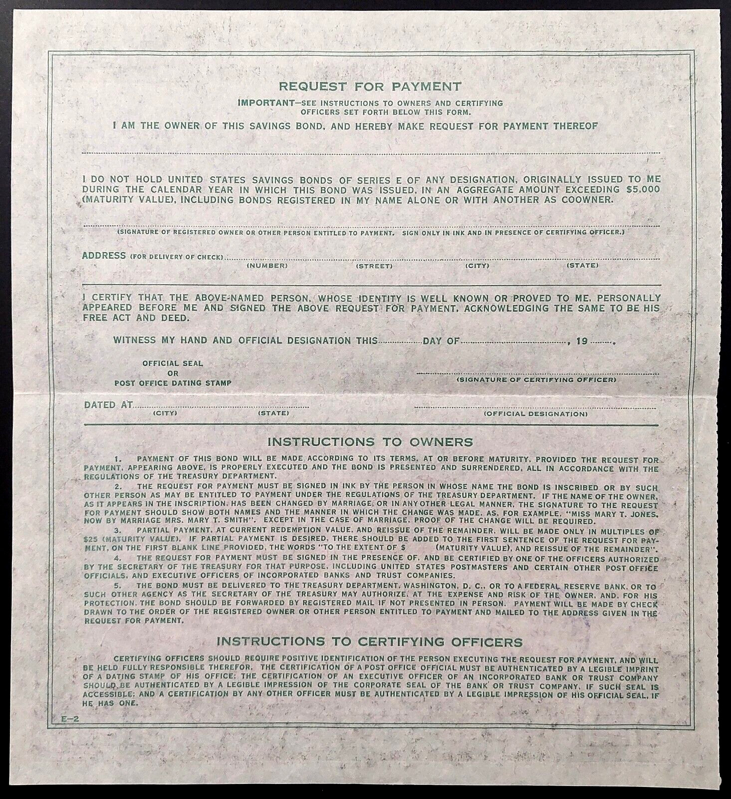 March 1943 Series E $25 United States War Savings Bond! Neenah, WI! Q151094970E