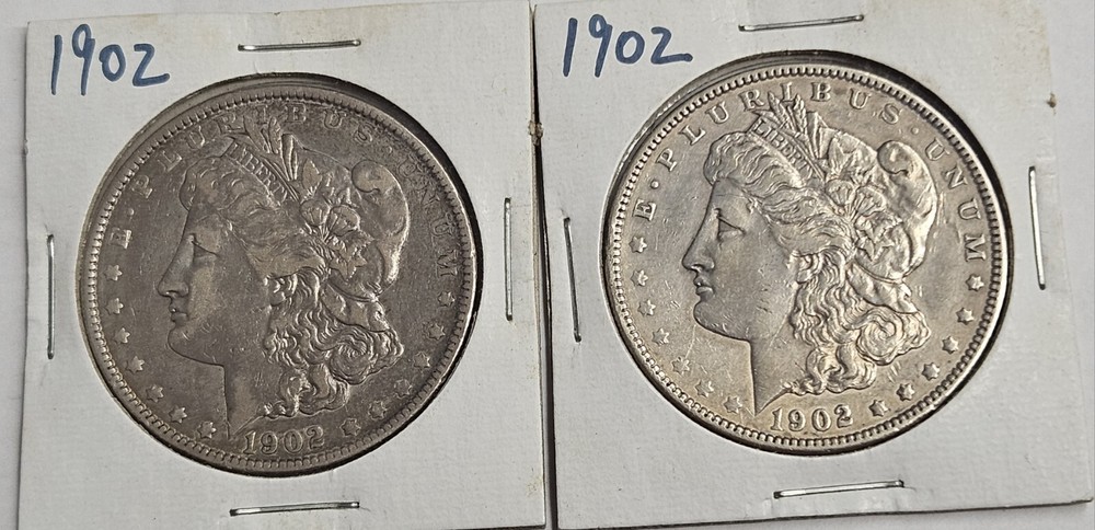 DUO(2 COINS) 1902-P  $1 Morgan Silver Dollar