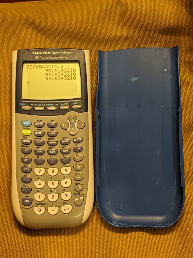 Blue TI-84 Plus Texas Instruments Silver Edition Graphing Calculator
