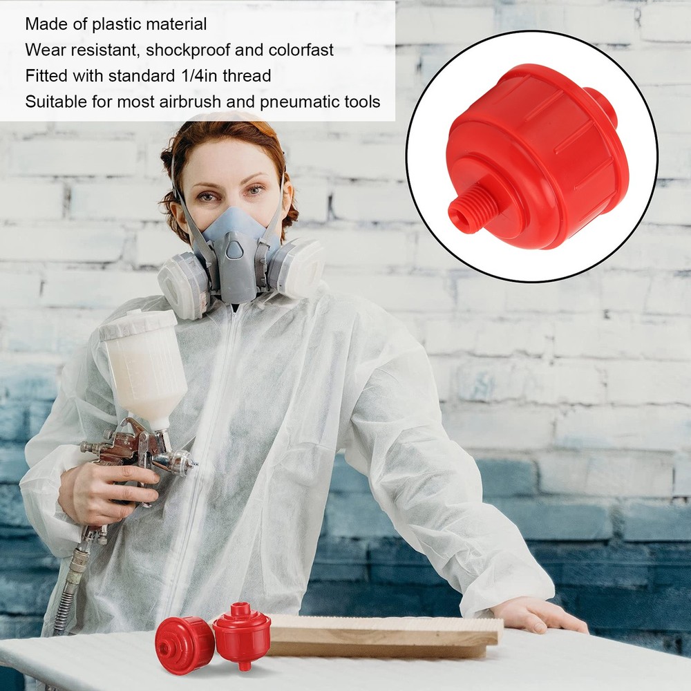 10PCS Disposable Spray Filter Red Wear Resistant 1/4in Thread Plastic