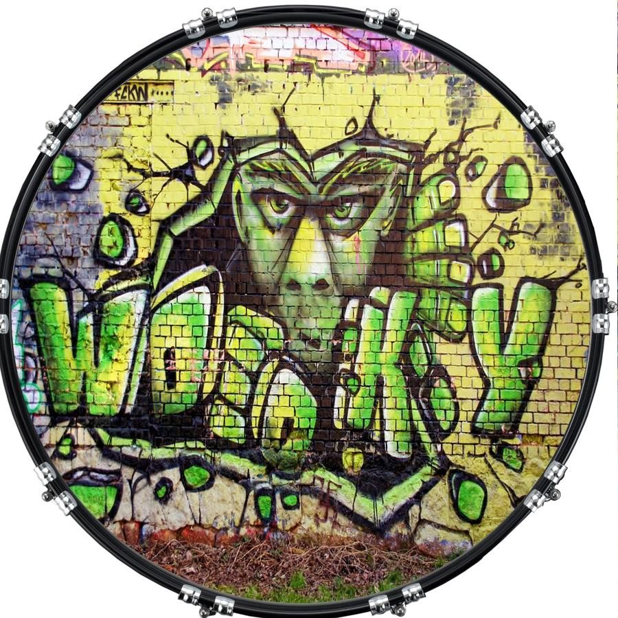 Custom 22" Kick Bass Drum Head Graphical Image Front Skin Graffiti 12