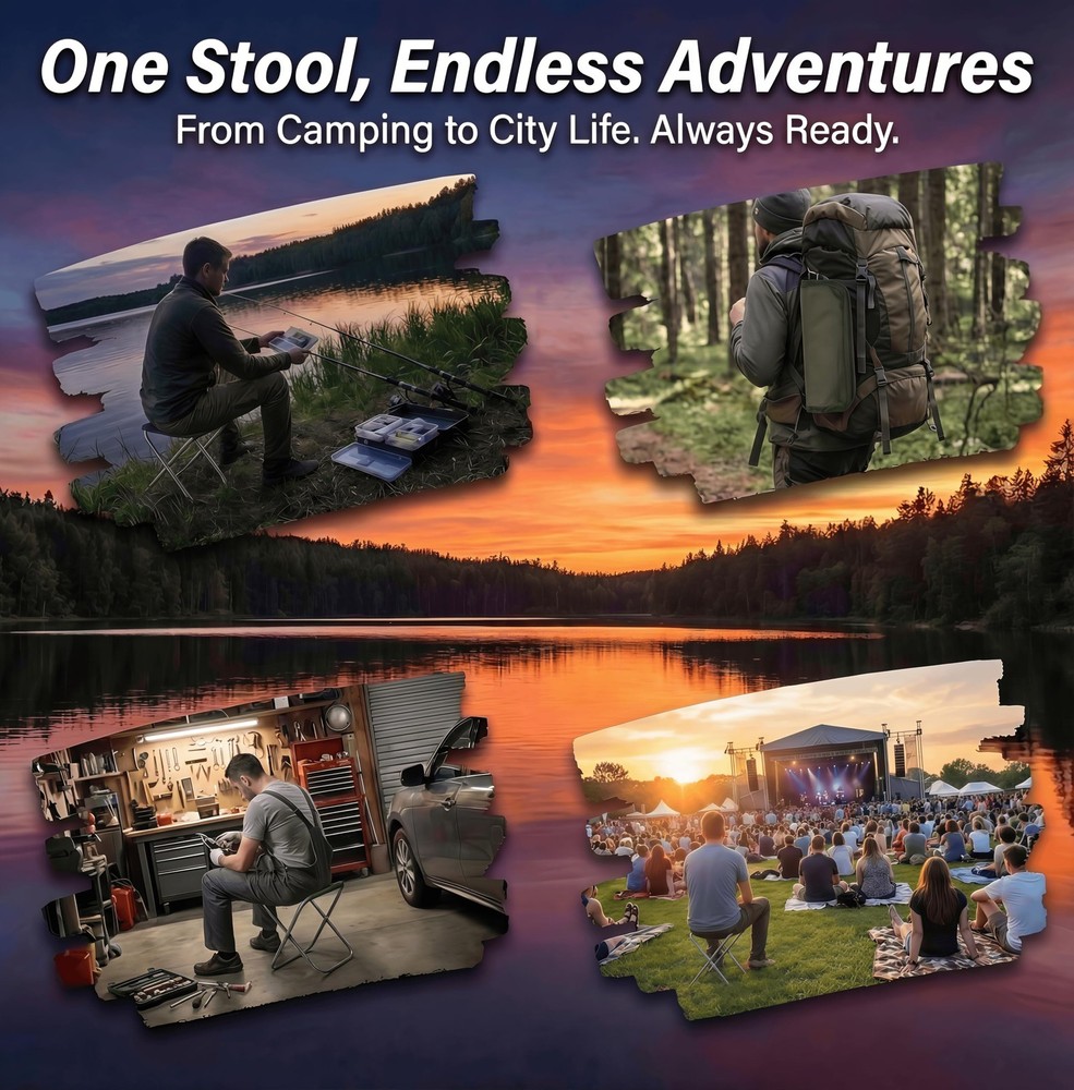 Foldable Backpack Stool for Adults - Portable Folding Stool with 350lb Capaci...