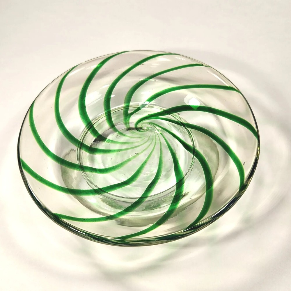 Green Peppermint Swirl on Clear Multipurpose Dish (READ)