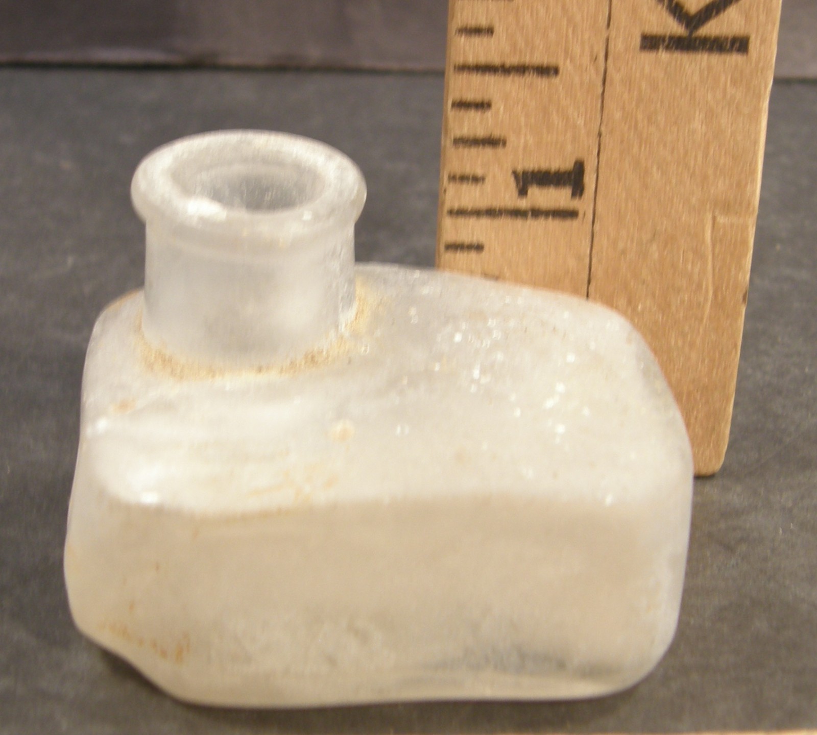 ANTIQUE GLASS TUGBOAT TUG BOAT INK BOTTLE