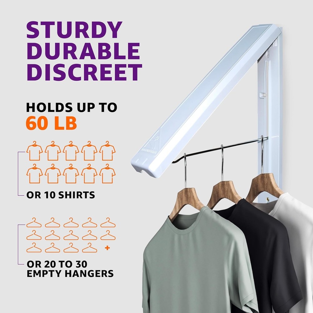 InstaHanger Clothes Drying Rack - Wall Mounted Laundry Drying Rack for Small Spa