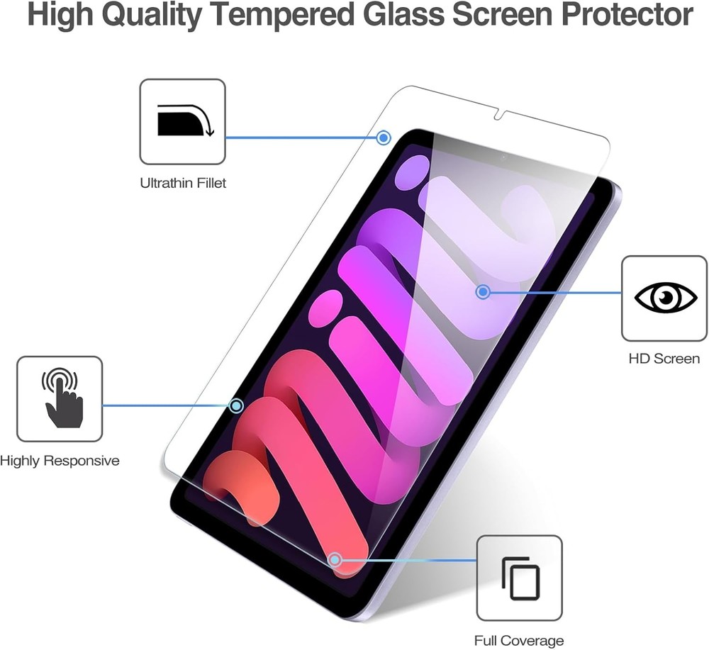 ProCase 2 Pack Screen Protector for iPad Mini 7th(A17 Pro) 2024/Mini Purple