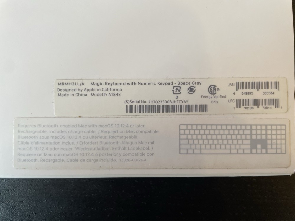 Apple Magic Keyboard with Numeric Keypad A1843 (MRMH2LL/A)