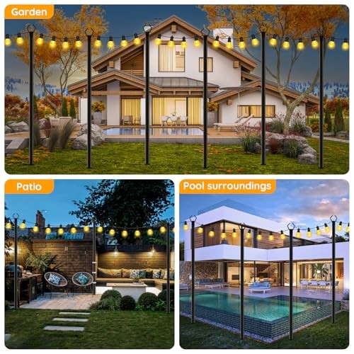 7 Pack String Light Poles,Poles for Outdoor String lights10 Ft 7 Pack-10FT