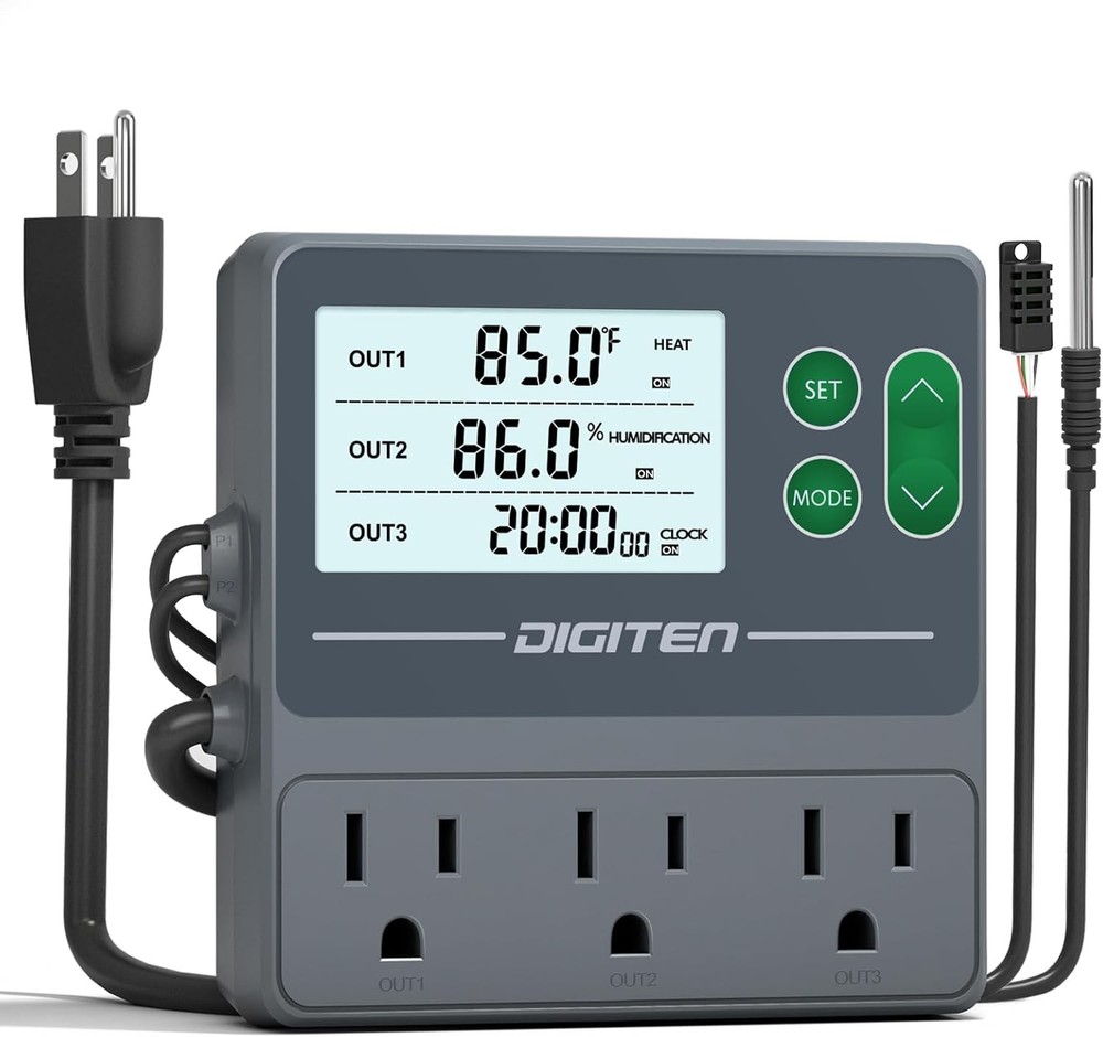 Temperature and Humidity Controller with Timer - 2 Independent Probes