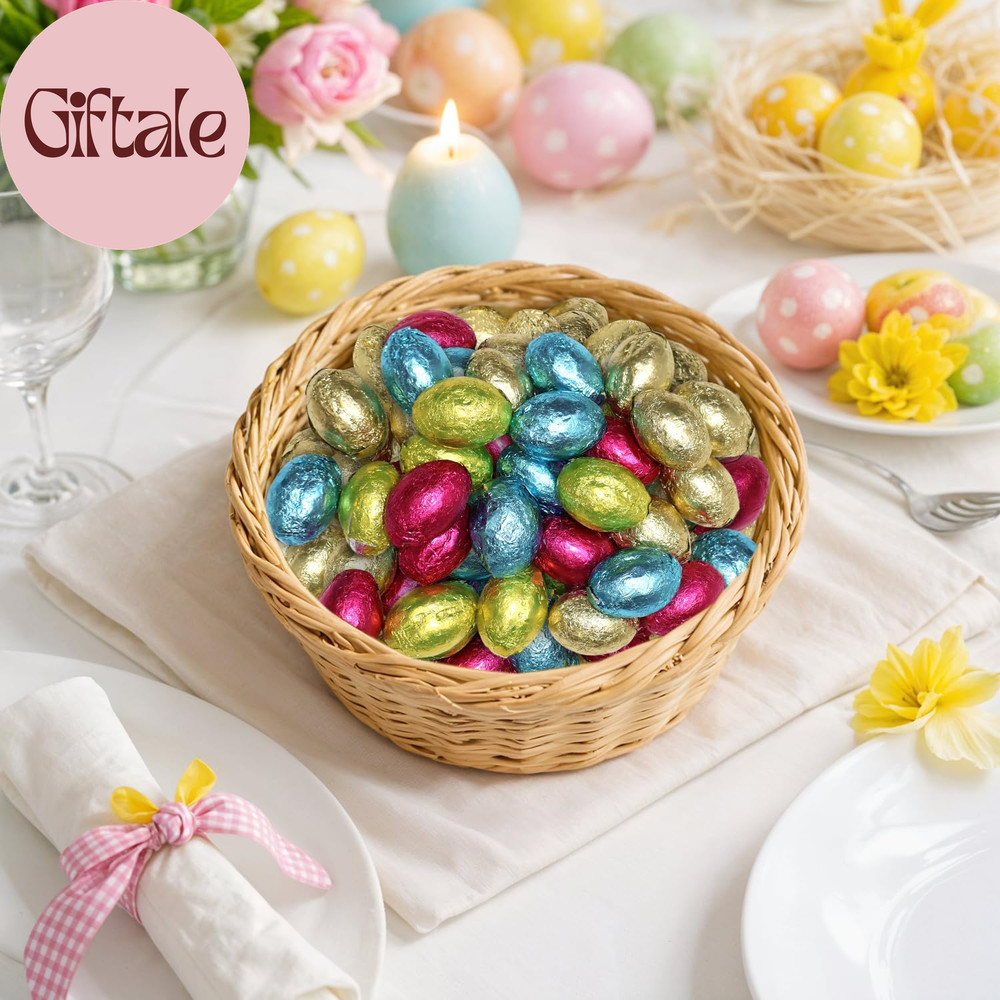 Milk Chocolate Easter Eggs Candy - Foil Wrapped Chocolate Candy Eggs for Easter