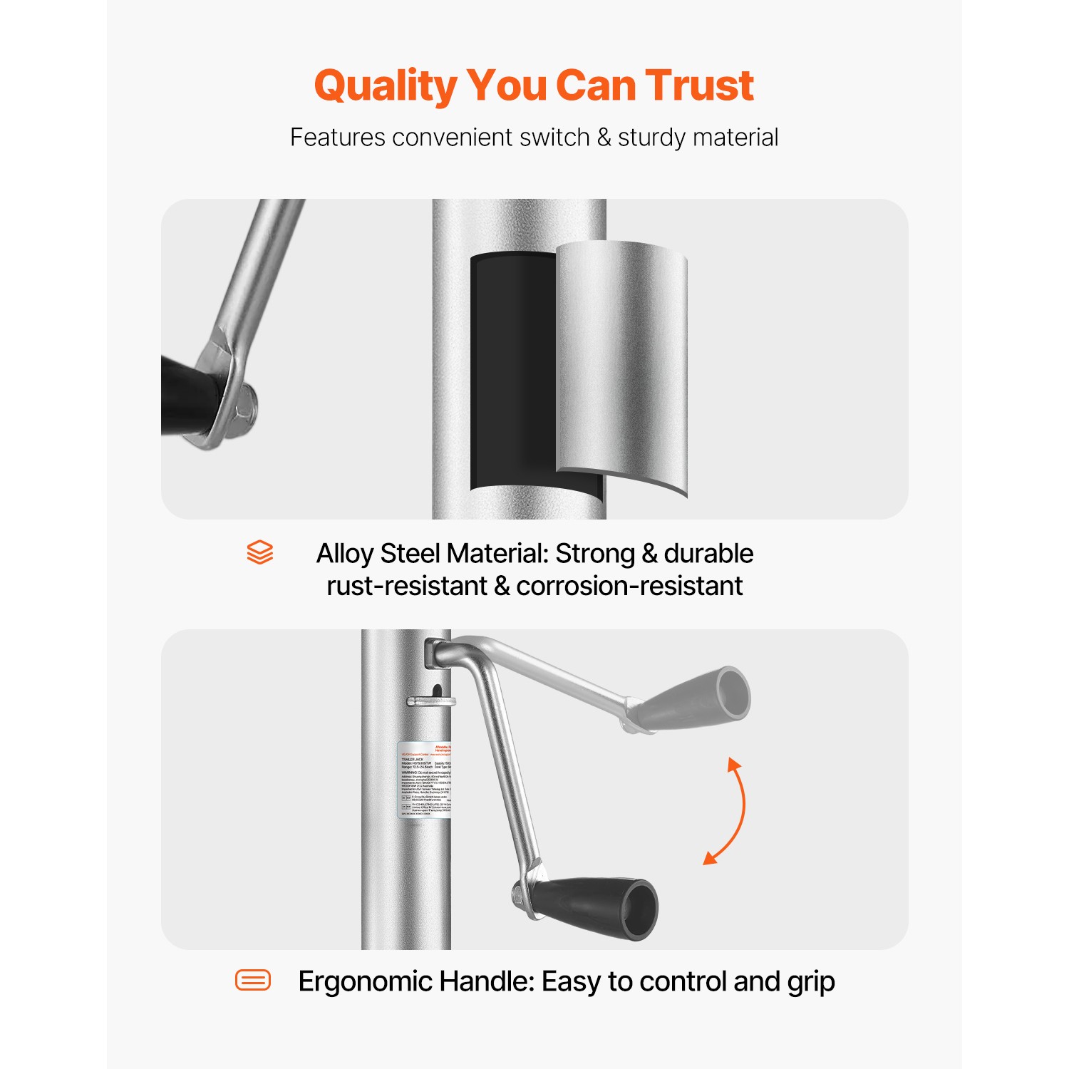 Boat Trailer Jack Marine Heavy Duty Swivel Mount Tongue Jack 1500 lbs Load