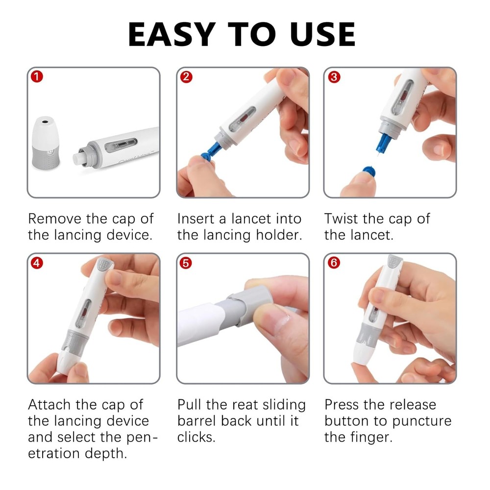 30G Lancets & Efficient Lancing Device - Safe, Quick & Easy Diabetes Testing