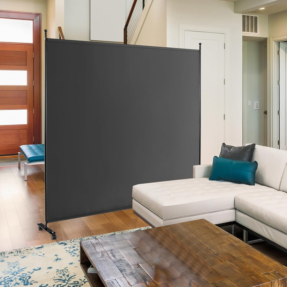 Room Divider Large Single Panel, 73''W X 73''H Privacy Screen with Lockable Whee