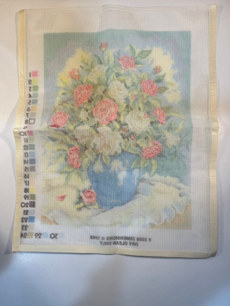 Dimensions Needlepoint Kit #2396 "Elegant Roses" - Started