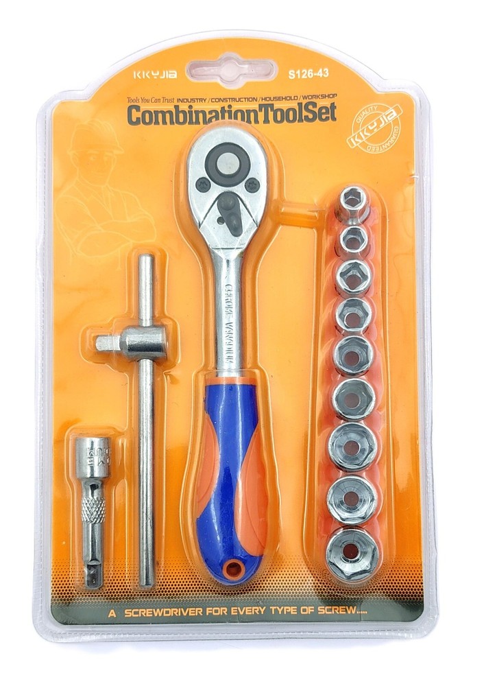 3/8" Inch Drive Extendable Ratchet socket wrench set with 9 Pcs Hex Drive Socket