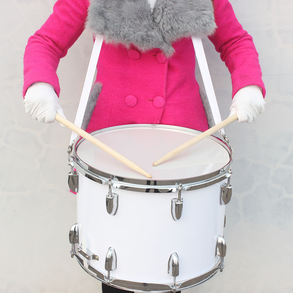 14 x10inches Marching Drum Drumsticks Key Strap White