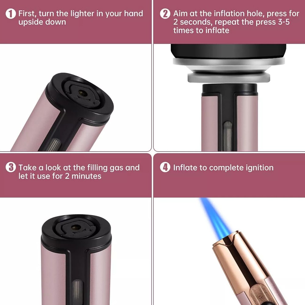 Refillable Butane Torch Lighter Adjustable Pen Lighter Double Flame Lighter Jet