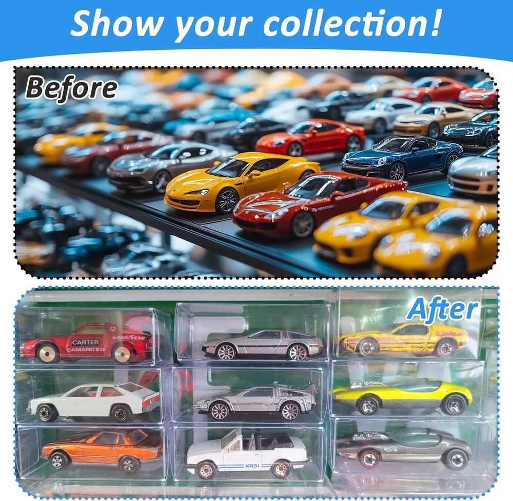 120 PCS 1/64 Display Case for Model Car,Clear Display Case,Storage Display Case
