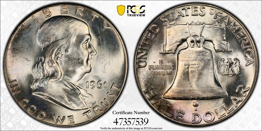 1961 50C PCGS MS65FBL - Franklin Half Dollar