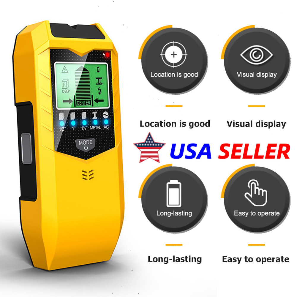 Handheld Depth Tracker Equipment Wood Pipe Finder Battery Powered (Yellow)