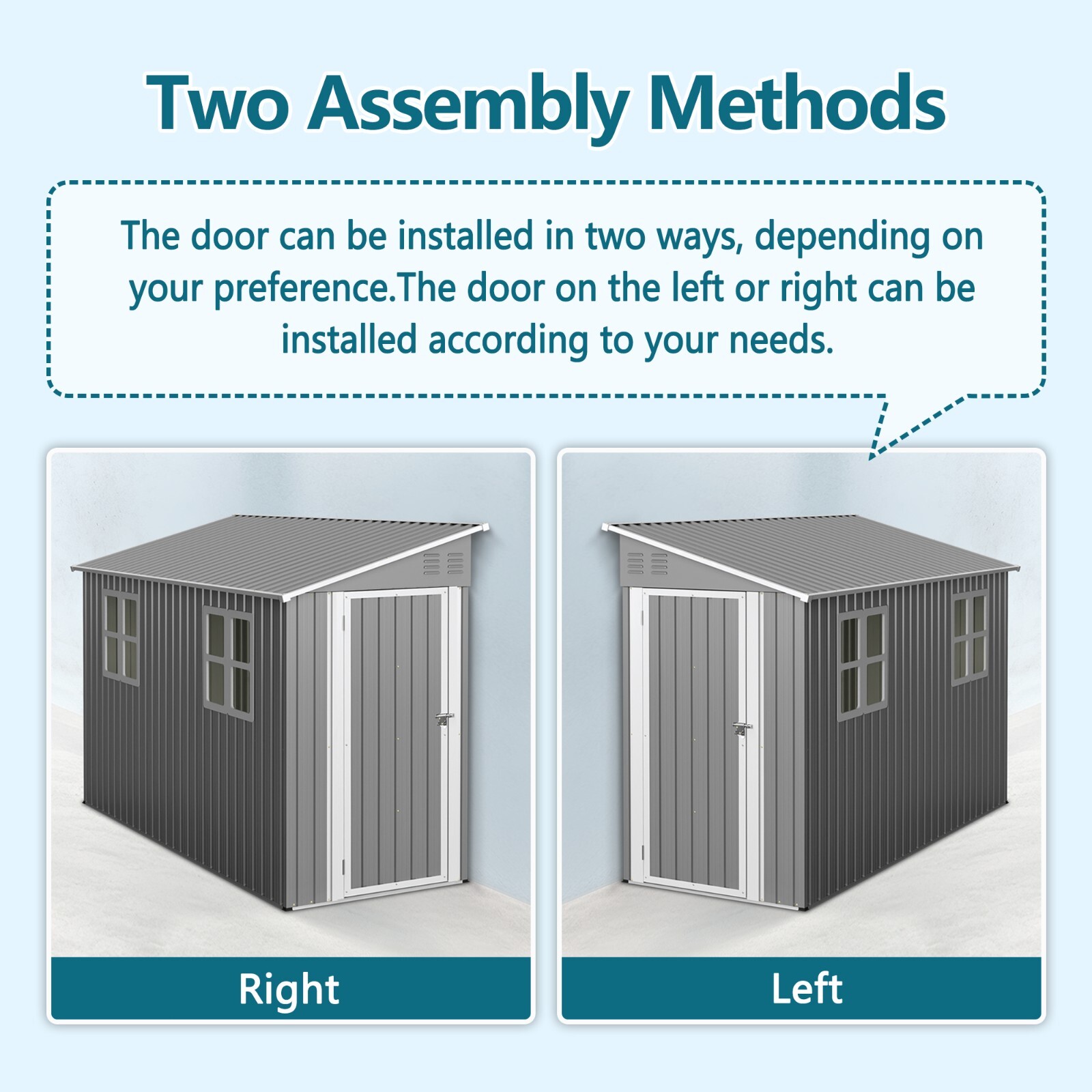 4'x10' Metal Outdoor Storage Shed Large Garden Tool Shed w/Floor Kit & 2 Windows