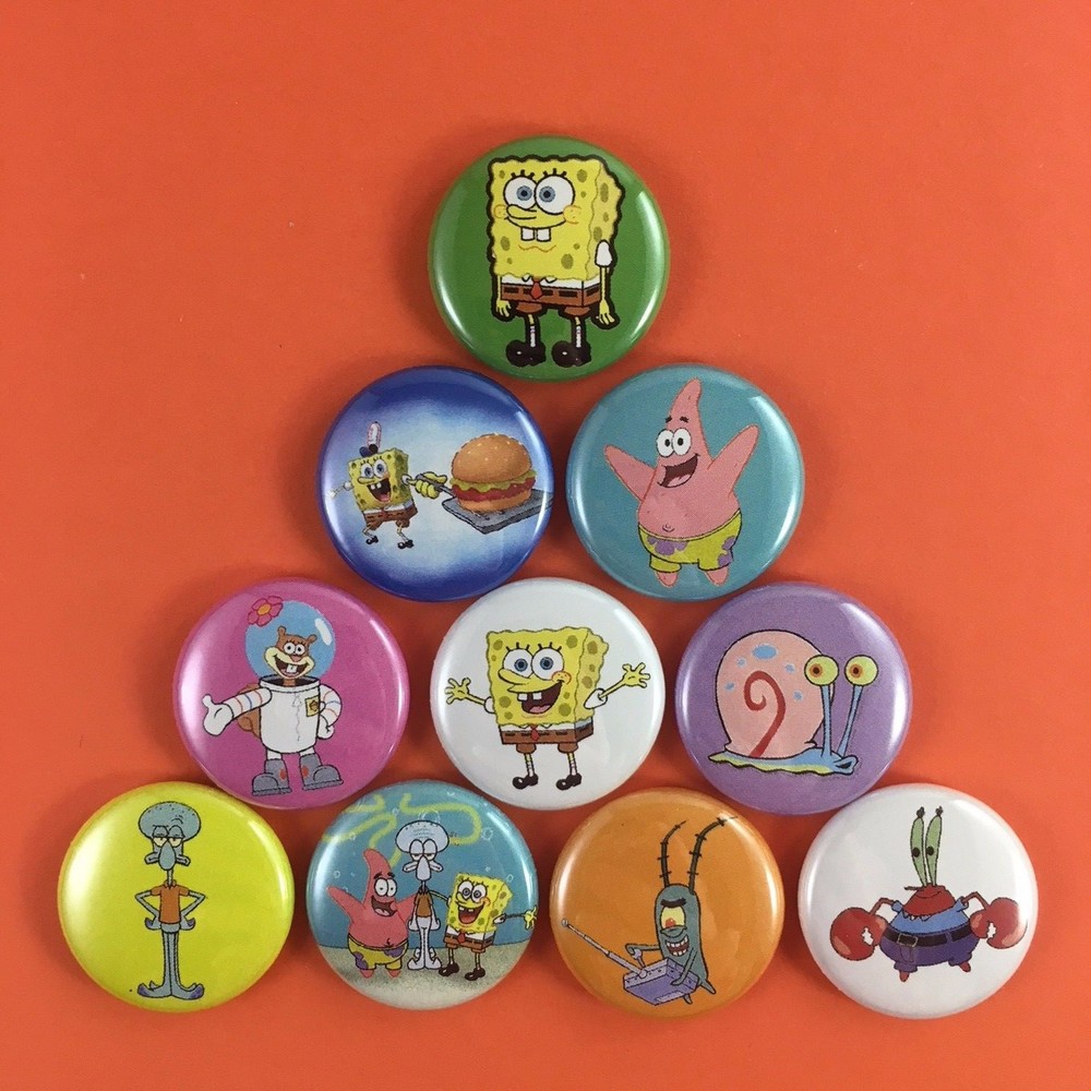 SpongeBob SquarePants 1" Button Pin Set Gary Squidward Nickelodeon Patrick