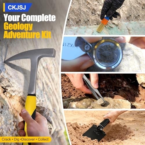 14PCS Rock Hounding Kit - 30oz Hammer, 12" Chisel, Gold Mining Tools, Backpack &