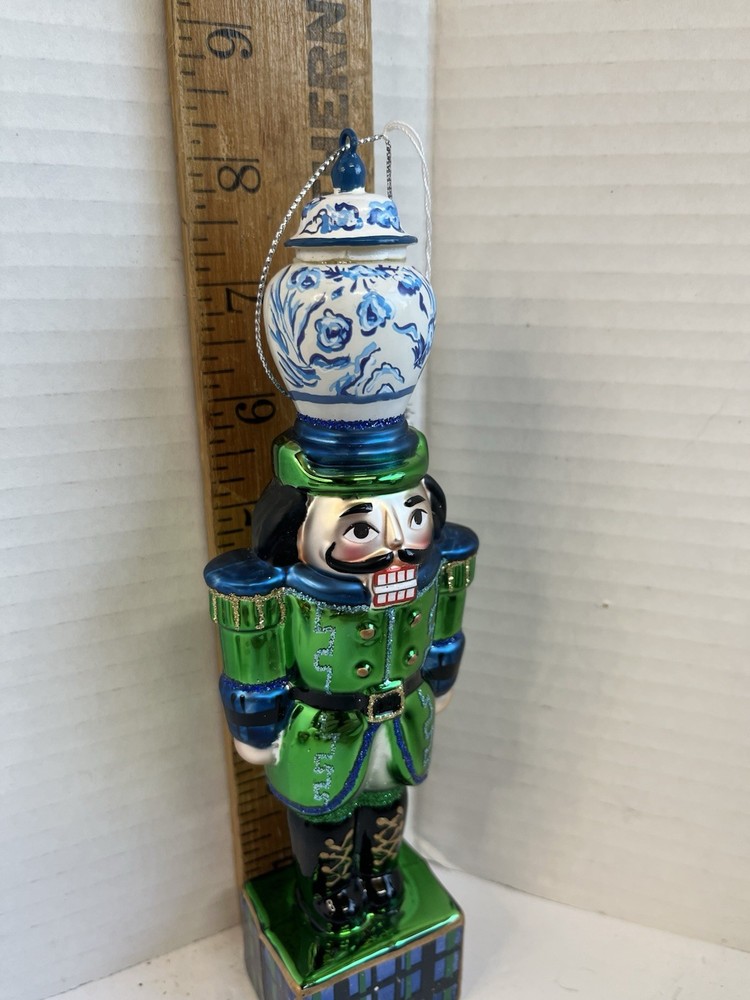 Raz 8” Black Watch Plaid Delft Nutcracker