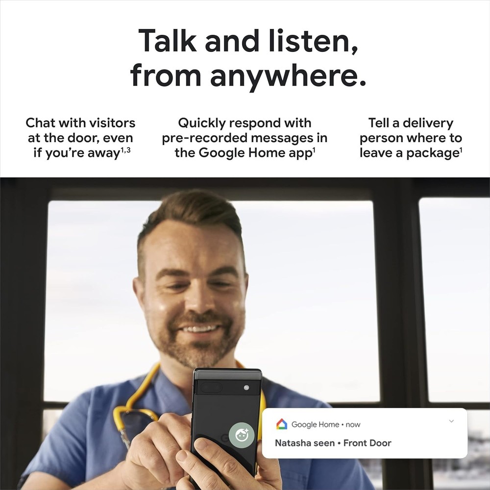 Google Nest Doorbell Smart 2K Wired 3rd Generation with Gemini HAZEL