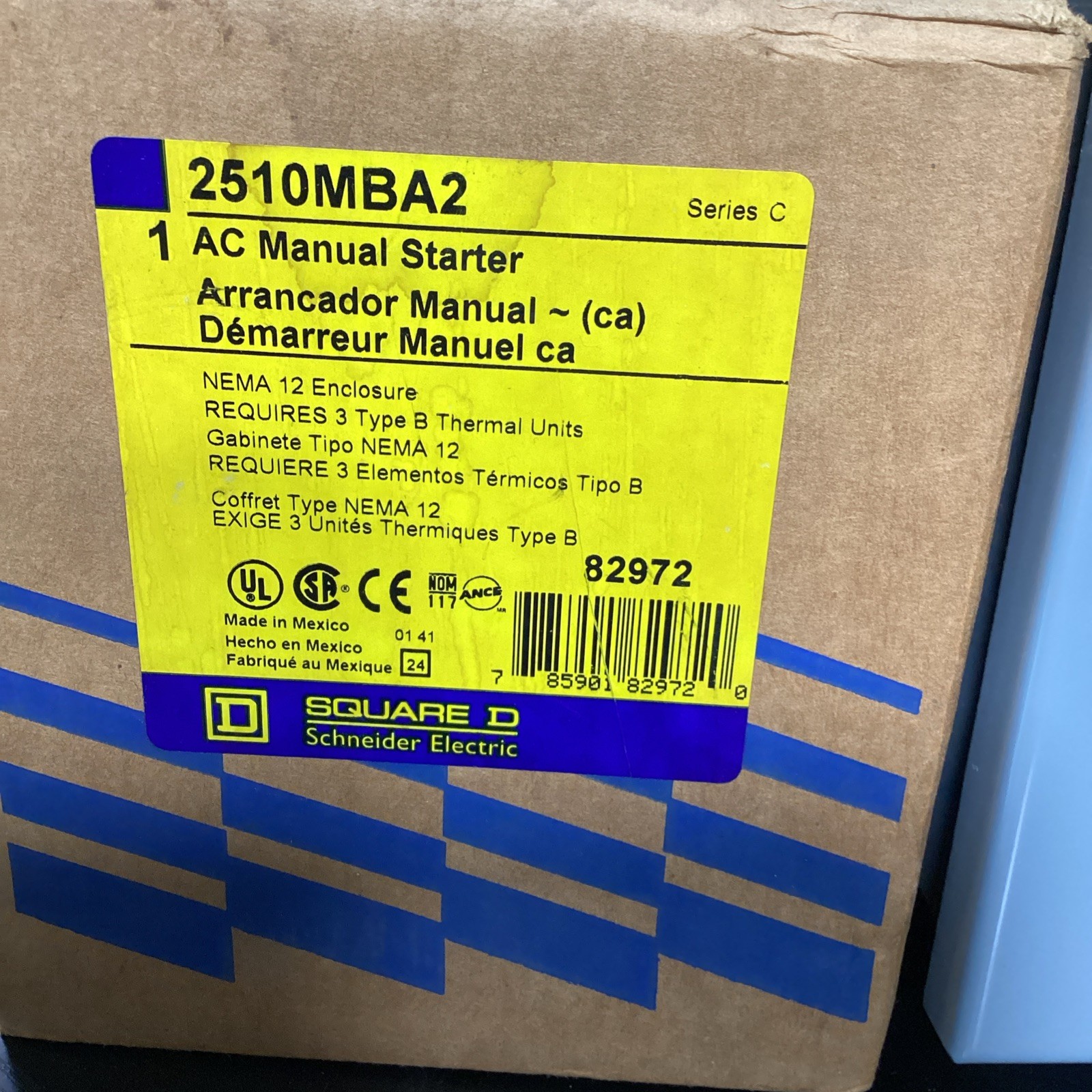 Square D 2510MBA2 AC Manual Starter Series C NEW