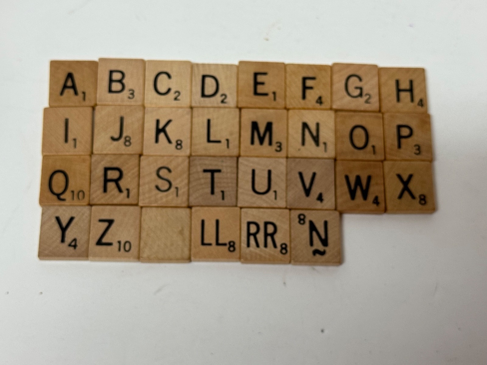 Single Individual AUTHENTIC Tan Wood Scrabble Tiles Engraved Black Letter Crafts