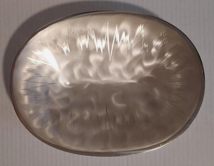 WMF-IKORA Oval Silver Plate Footed Tray Swirl Brush Retro 8" x 10.25"