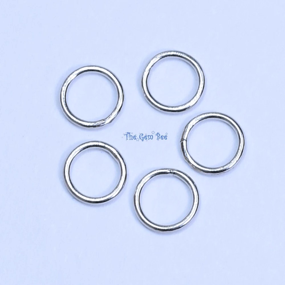 5MM 14K Solid White Gold Round CLOSED Jump Ring Finding Quantity: 5