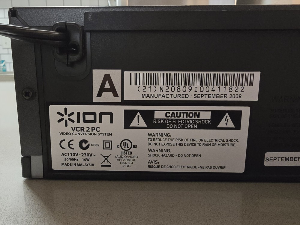 ION VCR 2 PC VHS Video to Computer Conversion System Digital Transfer NOSOFTWARE