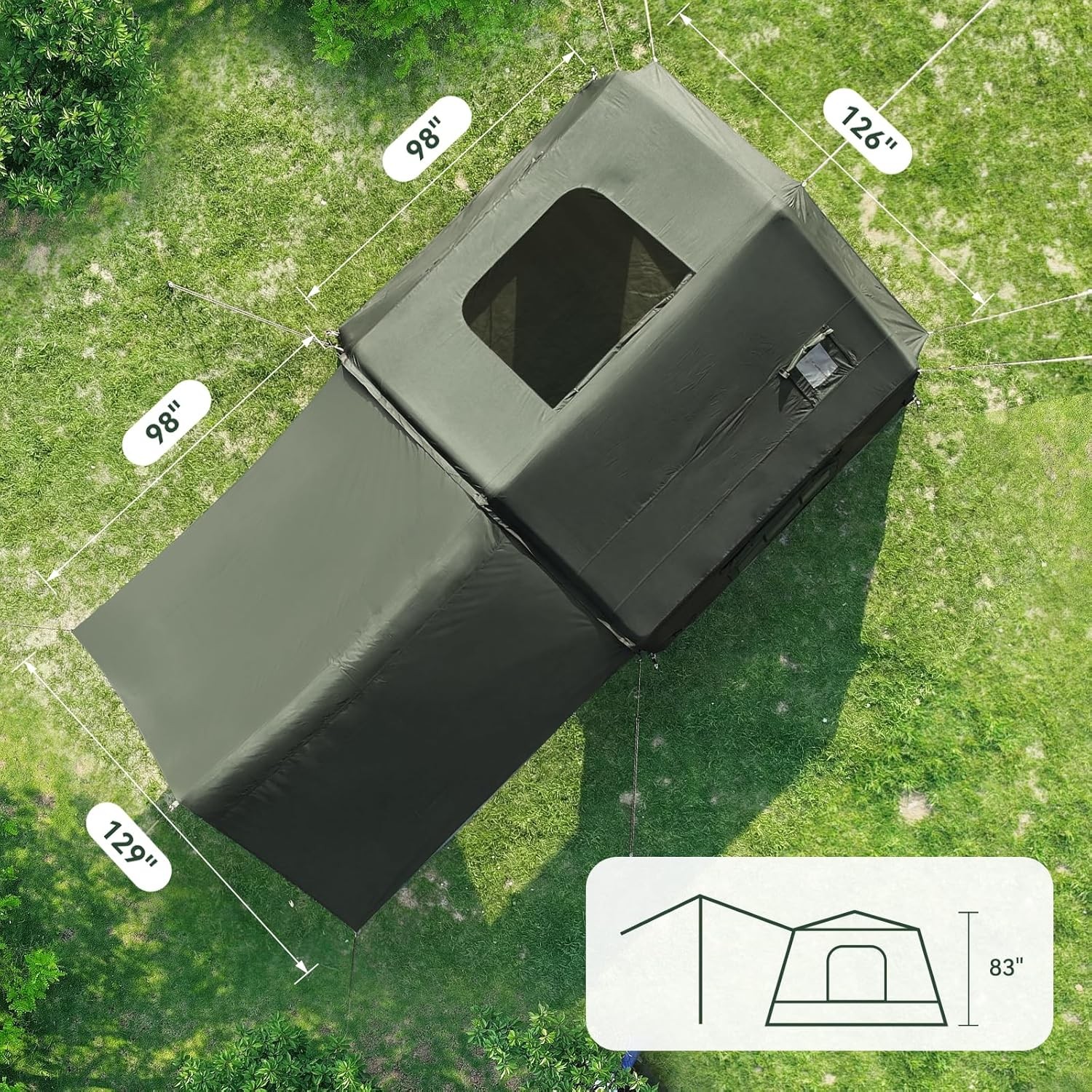 NAIZEA Inflatable Tent with Skylight Blow Up Tents w/Pump Stove Jack 6 Person