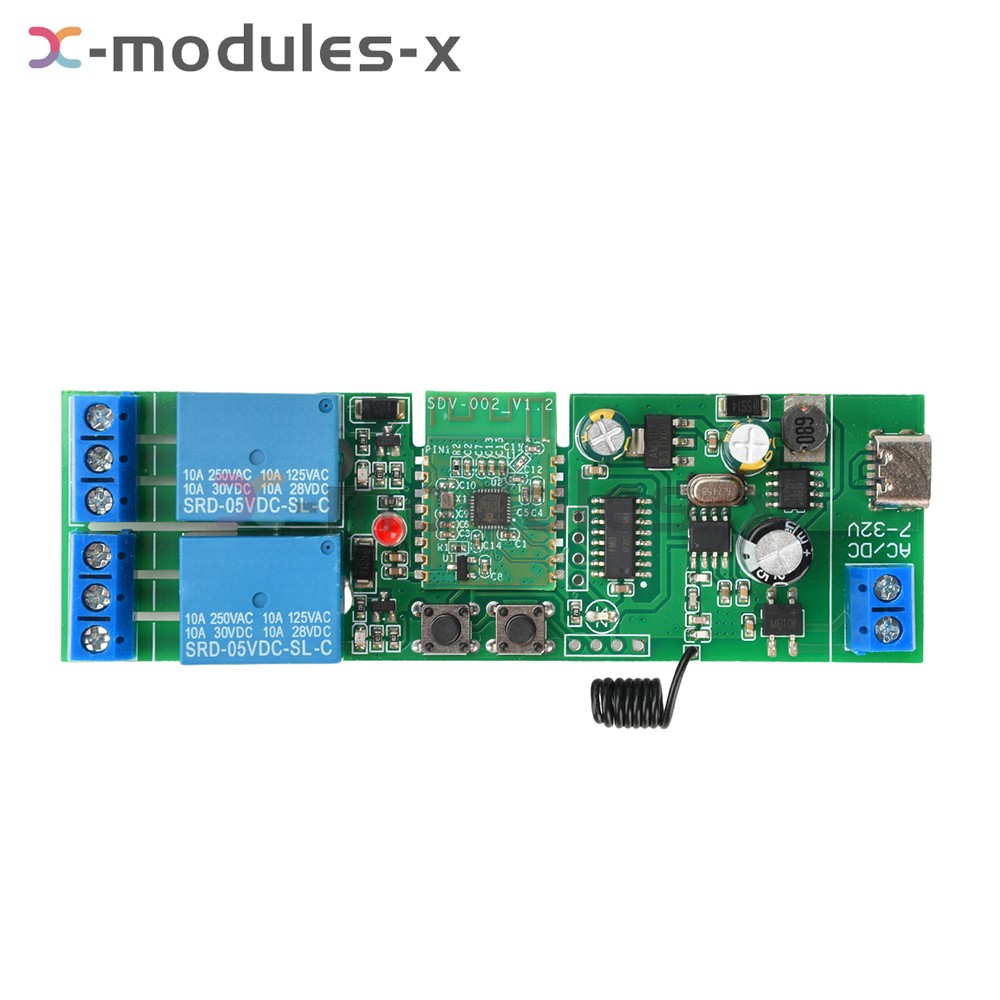 7V-32V AC/DC eWeLink APP Bluetooth 2CH WIFI Relay Switch Module Type-C RF 433