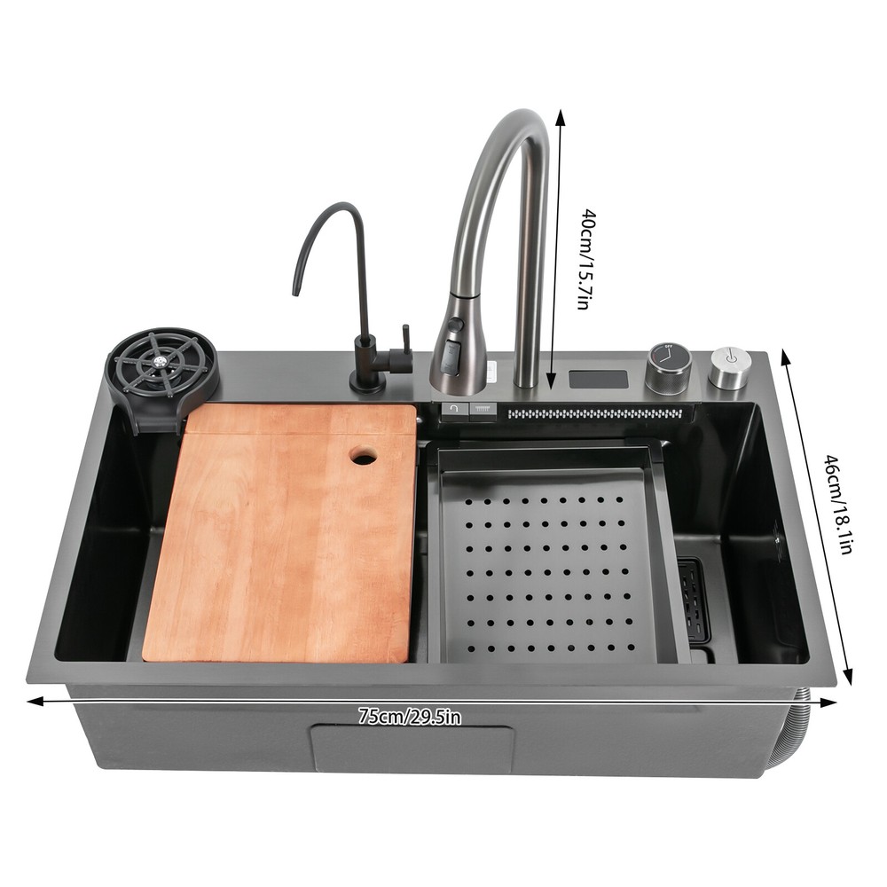 Multifunctional Digital Display Sink Workstation Kitchen Sink w/Pull-Out Faucet