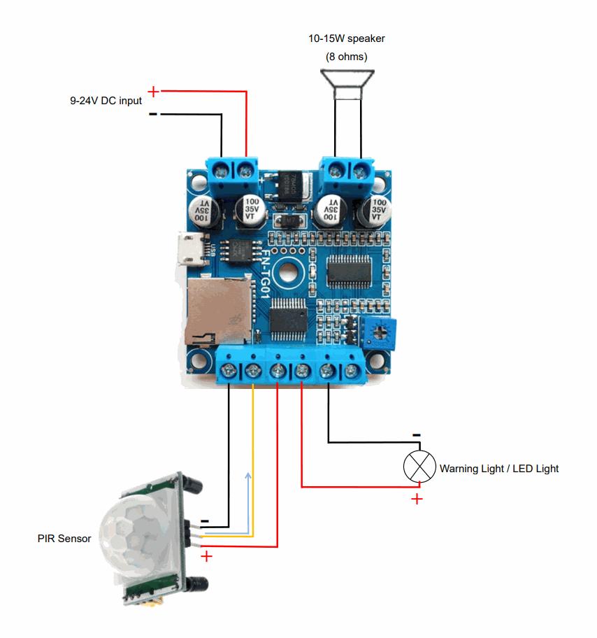 FN-TG01-TB ] Motion Sensor or Switch Activated MP3 Sound Module With Load Output