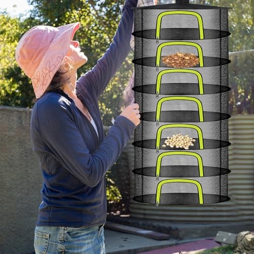 7 Layer Herb Drying Rack, Herb Drying Rack Hanging Mesh, Foldable Bud Drying