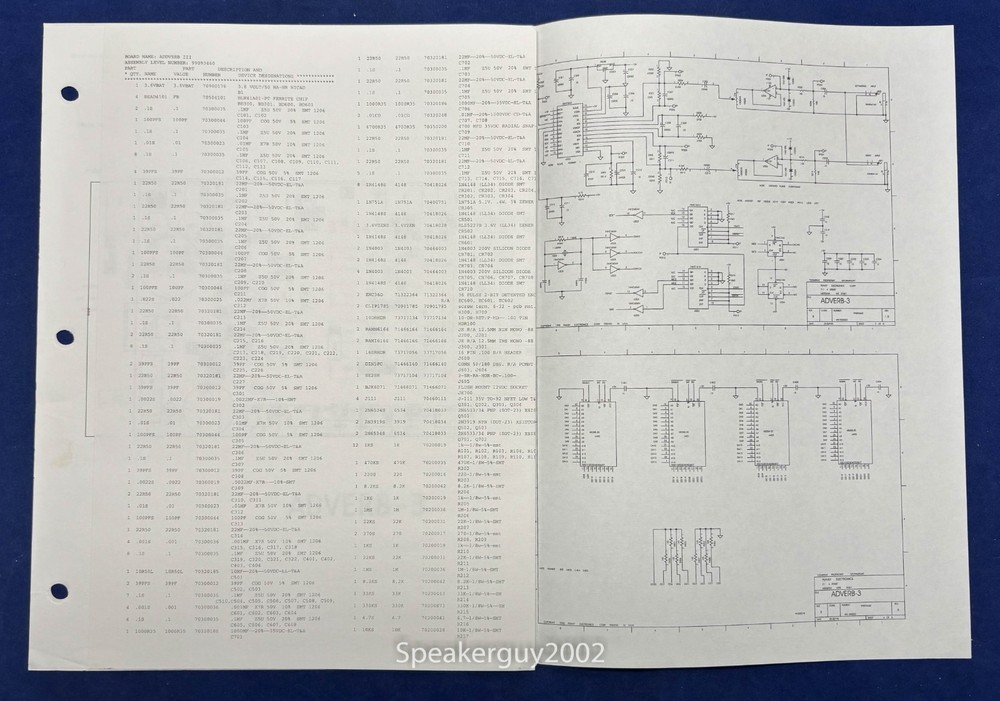 Original Peavey Addverb-3 Foldout Schematic