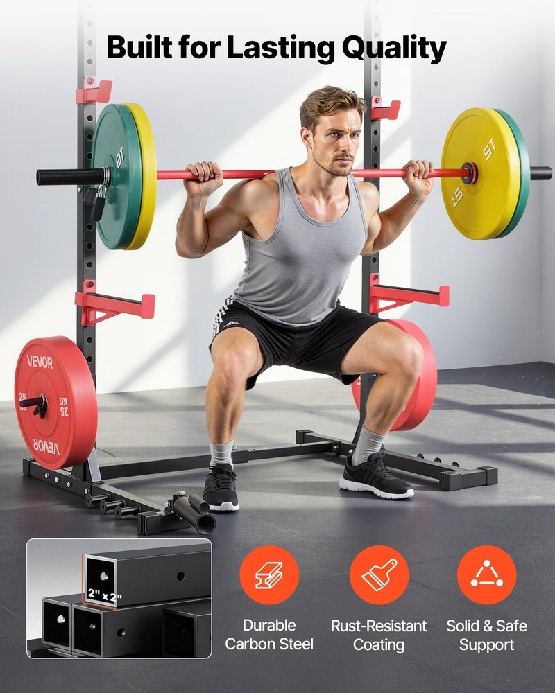 Multifunctional Squat Rack: J-Hooks, Safety Bars, Pull-Up Bar, Landmine