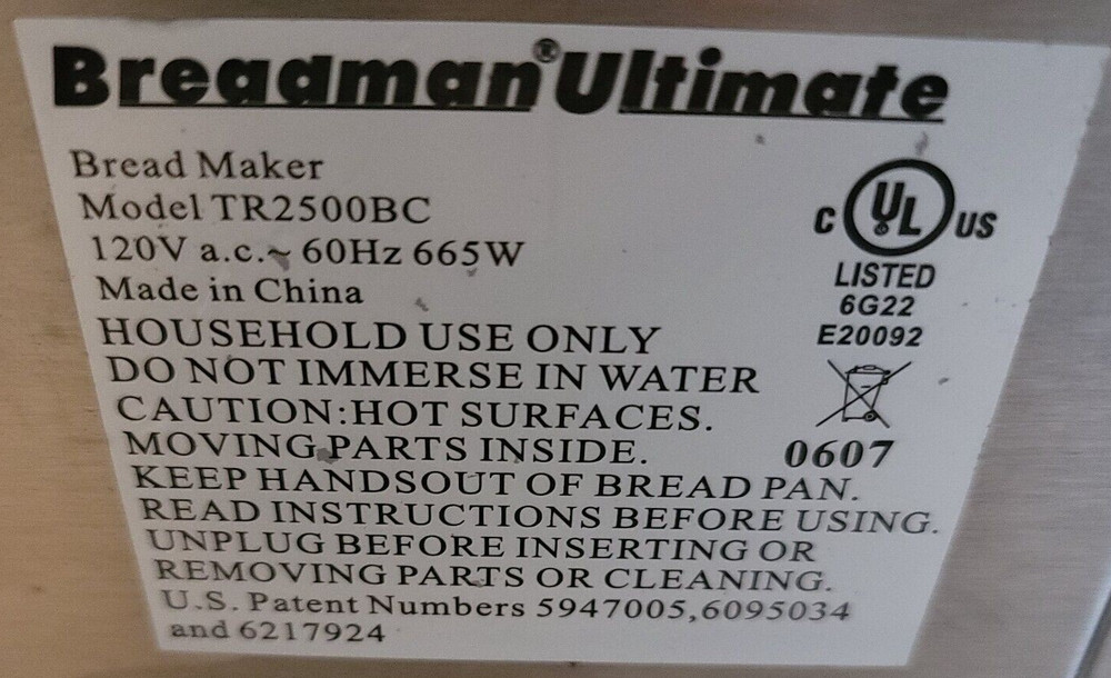 Run Capacitor for Breadman Bread Maker Model TR2500BC (Fits 3-Rivet Pan Version)