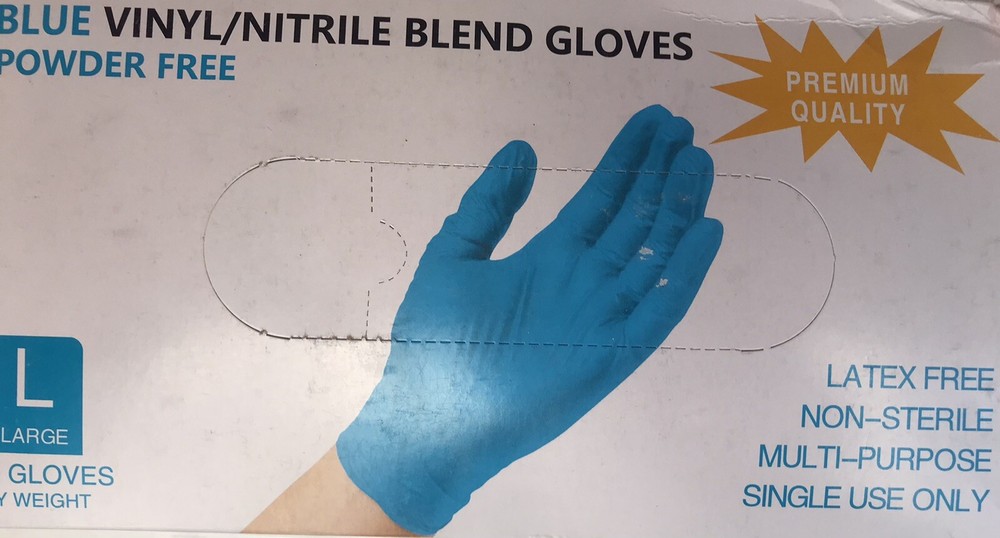 Blue vinil/nitrile blend gloves